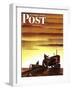 "Tractors at Sunset," Saturday Evening Post Cover, October 3, 1942-Arthur C. Radebaugh-Framed Giclee Print