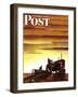 "Tractors at Sunset," Saturday Evening Post Cover, October 3, 1942-Arthur C. Radebaugh-Framed Premium Giclee Print