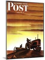"Tractors at Sunset," Saturday Evening Post Cover, October 3, 1942-Arthur C. Radebaugh-Mounted Premium Giclee Print