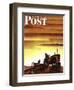 "Tractors at Sunset," Saturday Evening Post Cover, October 3, 1942-Arthur C. Radebaugh-Framed Giclee Print