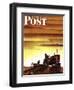 "Tractors at Sunset," Saturday Evening Post Cover, October 3, 1942-Arthur C. Radebaugh-Framed Giclee Print