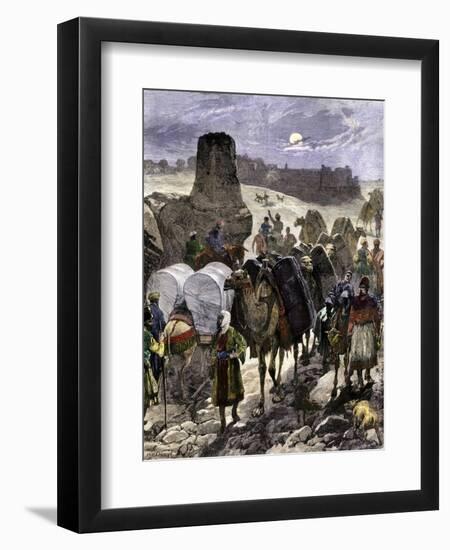 Trade Caravans on the Silk Road, the Great Highway of Central Asia-null-Framed Premium Giclee Print