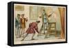 Trade Card Depicting Charles Quint Picking Up the Brush of Titian-null-Framed Stretched Canvas