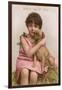 Trade Card for Dr Zed Syrup, Girl with Pug Dog-null-Framed Art Print