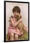 Trade Card for Dr Zed Syrup, Girl with Pug Dog-null-Framed Art Print