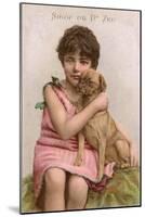 Trade Card for Dr Zed Syrup, Girl with Pug Dog-null-Mounted Art Print