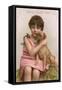 Trade Card for Dr Zed Syrup, Girl with Pug Dog-null-Framed Stretched Canvas