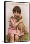 Trade Card for Dr Zed Syrup, Girl with Pug Dog-null-Framed Stretched Canvas