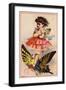 Trade Card of a Fairy Riding a Butterfly-null-Framed Giclee Print