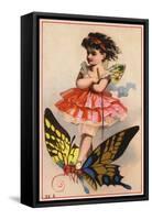 Trade Card of a Fairy Riding a Butterfly-null-Framed Stretched Canvas