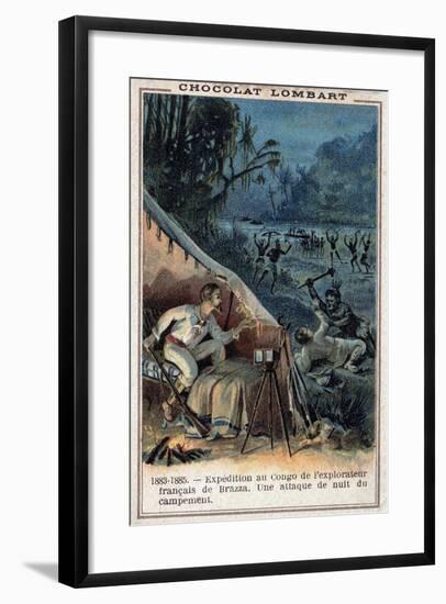 Trade Card Showing French Explorers Attacked in the Congo-Stefano Bianchetti-Framed Giclee Print