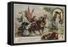 Trade Card with an Image Depicting the Battle of Villaviciosa-null-Framed Stretched Canvas