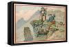Trade Card with an Image of Men Stealing Eagle Eggs-null-Framed Stretched Canvas