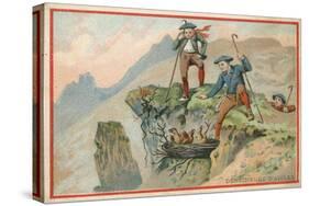 Trade Card with an Image of Men Stealing Eagle Eggs-null-Stretched Canvas