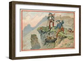 Trade Card with an Image of Men Stealing Eagle Eggs-null-Framed Giclee Print