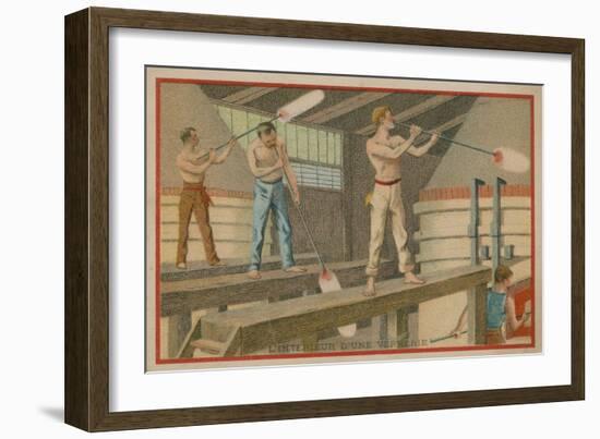 Trade Card with an Image of the Interior of a Glassworks-null-Framed Giclee Print