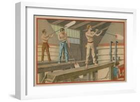 Trade Card with an Image of the Interior of a Glassworks-null-Framed Giclee Print