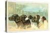 Trade Card with the Profiles of Five Different Dog Breeds-null-Stretched Canvas