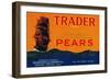 Trader Pear Crate Label - Medford, OR-Lantern Press-Framed Art Print