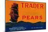 Trader Pear Crate Label - Medford, OR-Lantern Press-Mounted Art Print