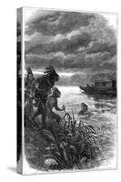 Traders on the Ohio River Attacked by Native Americans, 18th Century-null-Stretched Canvas