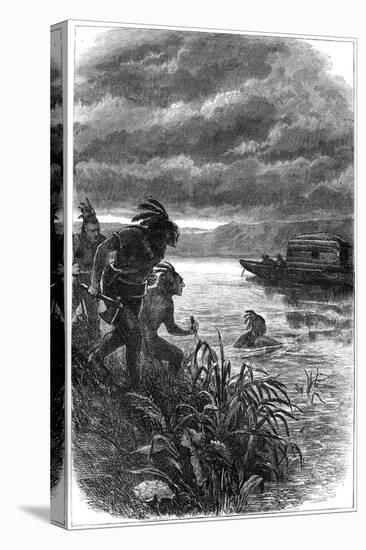 Traders on the Ohio River Attacked by Native Americans, 18th Century-null-Stretched Canvas