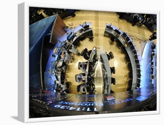 Traders Work in One of the New Trading Areas on the Floor of the New York Stock Exchange-null-Framed Photographic Print