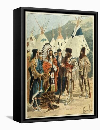 Trading Between Canadian-Louis Charles Bombled-Framed Stretched Canvas