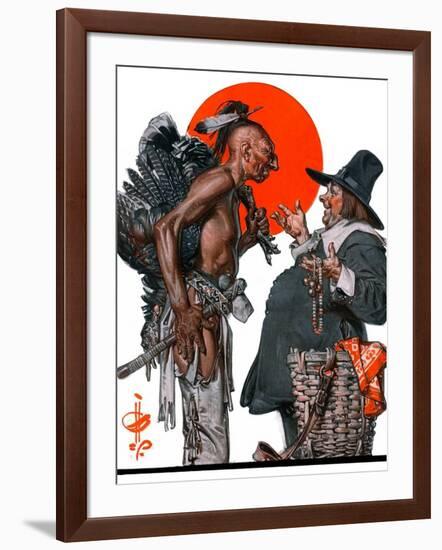 "Trading for a Turkey,"December 1, 1923-Joseph Christian Leyendecker-Framed Giclee Print