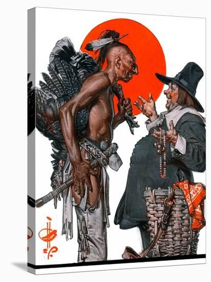 "Trading for a Turkey,"December 1, 1923-Joseph Christian Leyendecker-Stretched Canvas