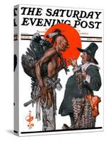 "Trading for a Turkey," Saturday Evening Post Cover, December 1, 1923-Joseph Christian Leyendecker-Stretched Canvas