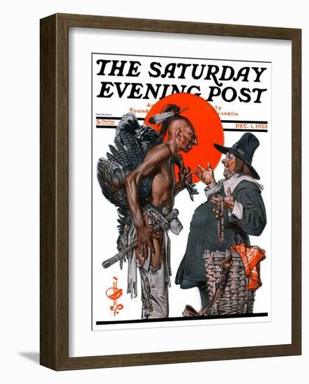 "Trading for a Turkey," Saturday Evening Post Cover, December 1, 1923-Joseph Christian Leyendecker-Framed Premium Giclee Print