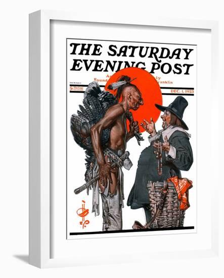 "Trading for a Turkey," Saturday Evening Post Cover, December 1, 1923-Joseph Christian Leyendecker-Framed Premium Giclee Print