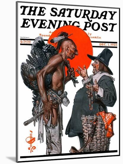 "Trading for a Turkey," Saturday Evening Post Cover, December 1, 1923-Joseph Christian Leyendecker-Mounted Premium Giclee Print