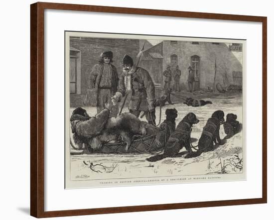 Trading in British America, Arrival of a Dog-Sleigh at Winnipeg Manitoba-Samuel Edmund Waller-Framed Giclee Print