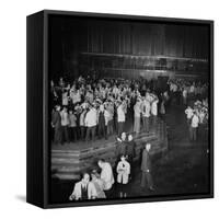 Trading in the "Grain Pit" at the Chicago Board of Trade-Wallace Kirkland-Framed Stretched Canvas