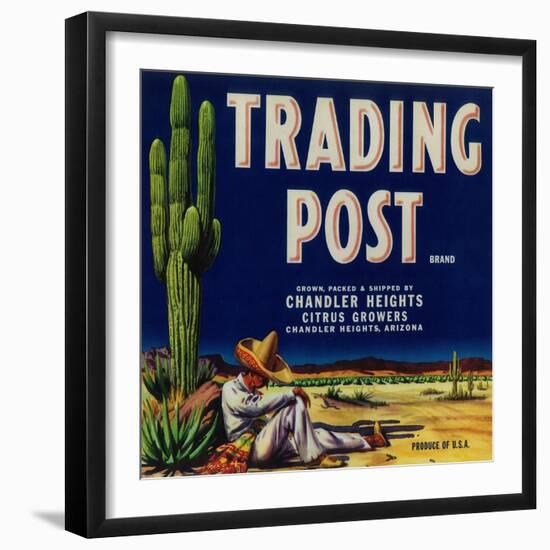Trading Post Orange Label - Chandler Heights, AZ-Lantern Press-Framed Art Print