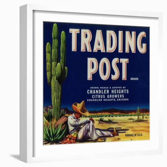 Trading Post Orange Label - Chandler Heights, AZ-Lantern Press-Framed Art Print