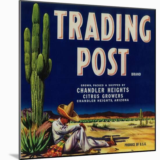 Trading Post Orange Label - Chandler Heights, AZ-Lantern Press-Mounted Art Print