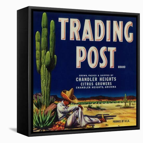 Trading Post Orange Label - Chandler Heights, AZ-Lantern Press-Framed Stretched Canvas