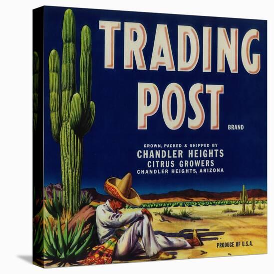 Trading Post Orange Label - Chandler Heights, AZ-Lantern Press-Stretched Canvas