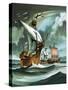 Trading Ships with Teutonic Knights Aboard Closing in on a Pirate Vessal-Dan Escott-Stretched Canvas