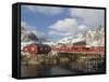 Tradition fishing huts, A i Lofoten, Moskenesoya. Lofoten Islands. Norway-Martin Zwick-Framed Stretched Canvas