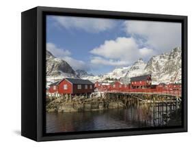 Tradition fishing huts, A i Lofoten, Moskenesoya. Lofoten Islands. Norway-Martin Zwick-Framed Stretched Canvas