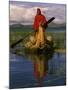 Traditiona Totora Reed Boat & Aymara, Lake Titicaca, Bolivia / Peru, South America-Pete Oxford-Mounted Photographic Print