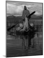 Traditiona Totora Reed Boat & Aymara, Lake Titicaca, Bolivia / Peru, South America-Pete Oxford-Mounted Photographic Print