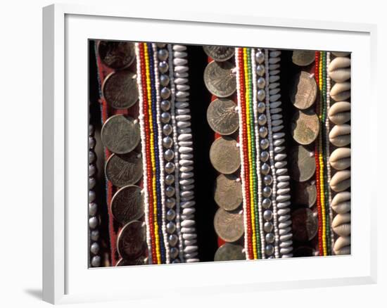 Traditional Akha Fabric and Clothing Displayed as a Souvenir, Burma-Brian McGilloway-Framed Photographic Print