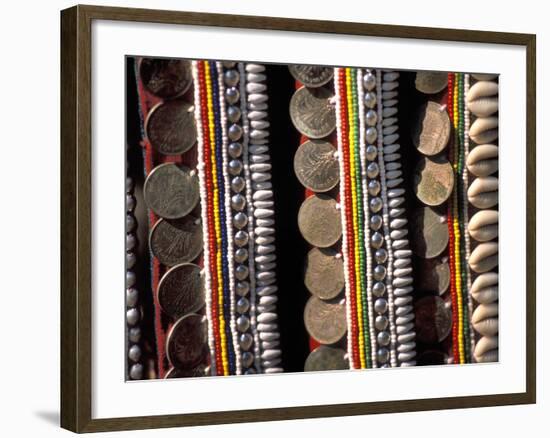 Traditional Akha Fabric and Clothing Displayed as a Souvenir, Burma-Brian McGilloway-Framed Photographic Print