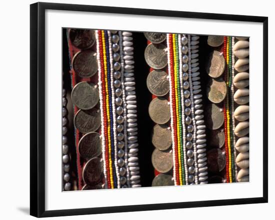 Traditional Akha Fabric and Clothing Displayed as a Souvenir, Burma-Brian McGilloway-Framed Photographic Print