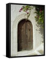 Traditional Arched Doorway, Lindos Town, Rhodes, Dodecanese Islands, Greece-Fraser Hall-Framed Stretched Canvas